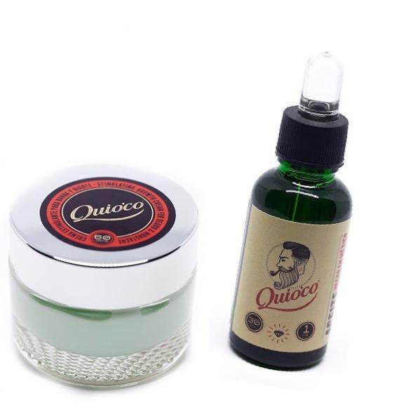 Crema para el Crecimiento 60gr y  Aceite para el cuidado de la Barba 30ml. -QUIO'CO